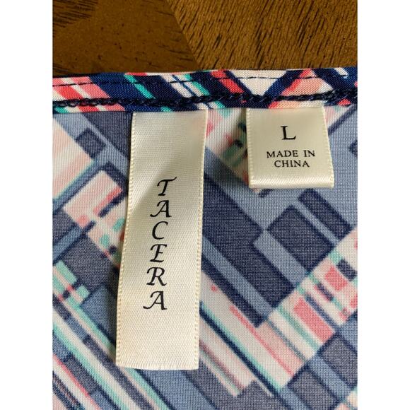 Tacera Geometric Colorful  Keyhole Neck Shift Dress Size L - Picture 2 of 9